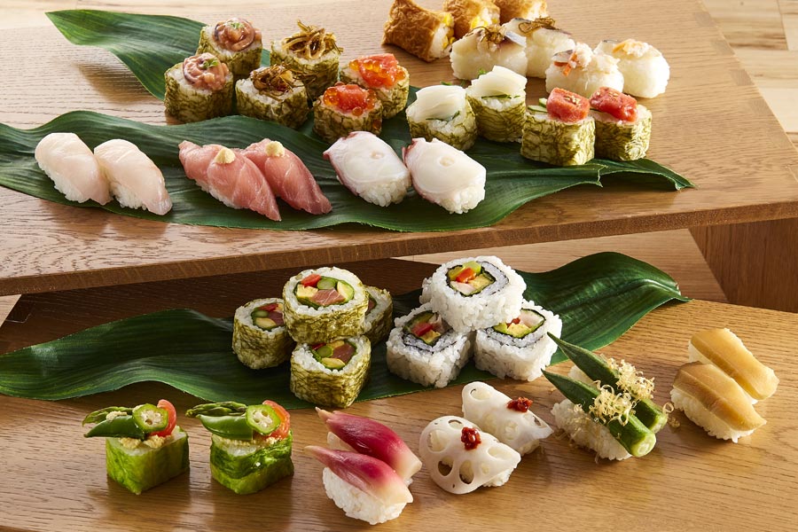 の北海道産食材が美しく並ぶ朝食ブッフェ台