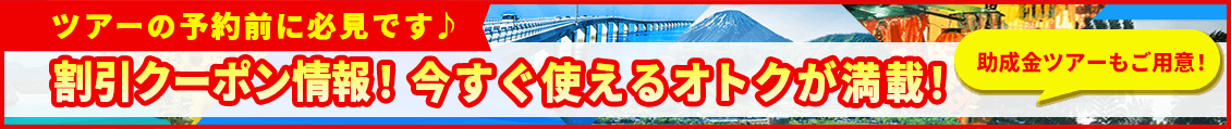 割引クーポン（助成金ツアーあり）
