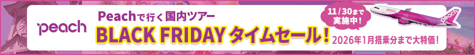 【エアトリ国内ツアー】Peachで行く国内ツアータイムセール